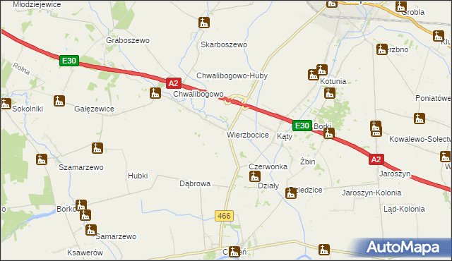 mapa Wierzbocice, Wierzbocice na mapie Targeo