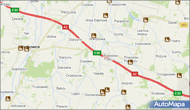 mapa Wierzbówka gmina Wartkowice, Wierzbówka gmina Wartkowice na mapie Targeo