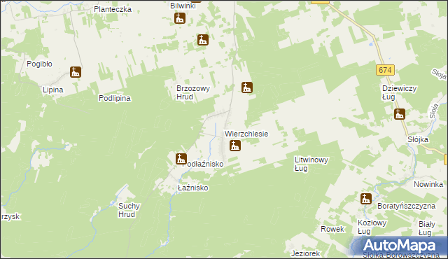 mapa Wierzchlesie, Wierzchlesie na mapie Targeo