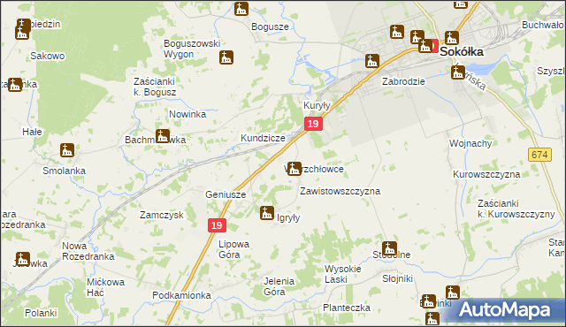 mapa Wierzchłowce, Wierzchłowce na mapie Targeo