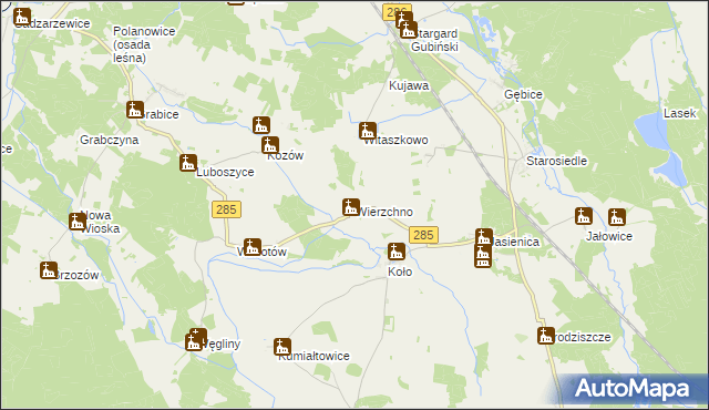 mapa Wierzchno gmina Brody, Wierzchno gmina Brody na mapie Targeo