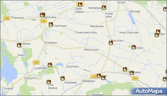 mapa Wierzchocin, Wierzchocin na mapie Targeo