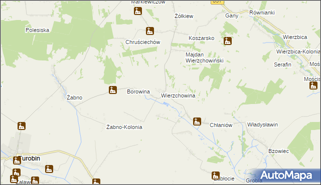 mapa Wierzchowina gmina Żółkiewka, Wierzchowina gmina Żółkiewka na mapie Targeo