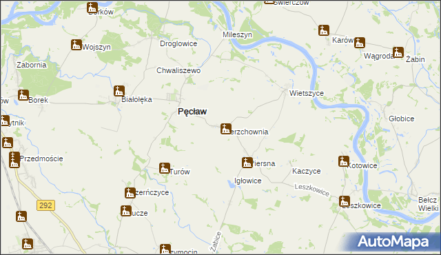 mapa Wierzchownia gmina Pęcław, Wierzchownia gmina Pęcław na mapie Targeo
