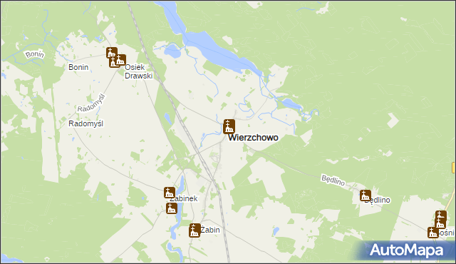 mapa Wierzchowo powiat drawski, Wierzchowo powiat drawski na mapie Targeo