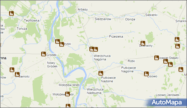 mapa Wierzchuca Nagórna, Wierzchuca Nagórna na mapie Targeo