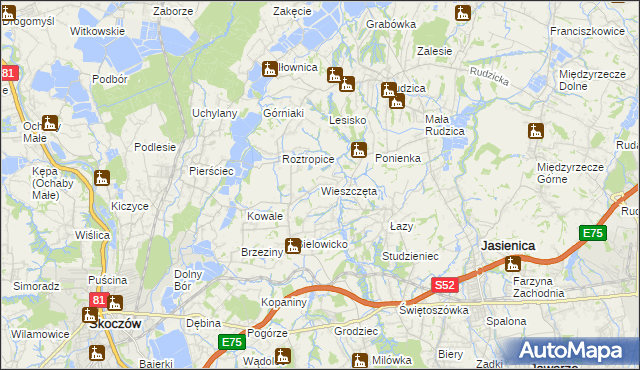 mapa Wieszczęta, Wieszczęta na mapie Targeo