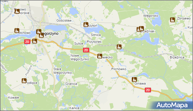 mapa Wiewiecko, Wiewiecko na mapie Targeo