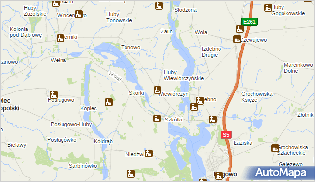 mapa Wiewiórczyn gmina Rogowo, Wiewiórczyn gmina Rogowo na mapie Targeo