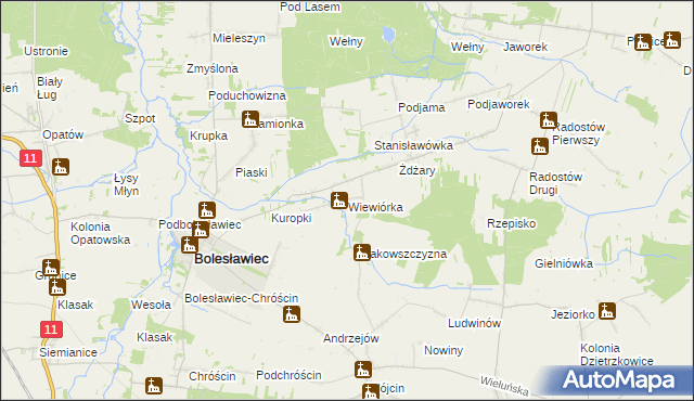 mapa Wiewiórka gmina Bolesławiec, Wiewiórka gmina Bolesławiec na mapie Targeo