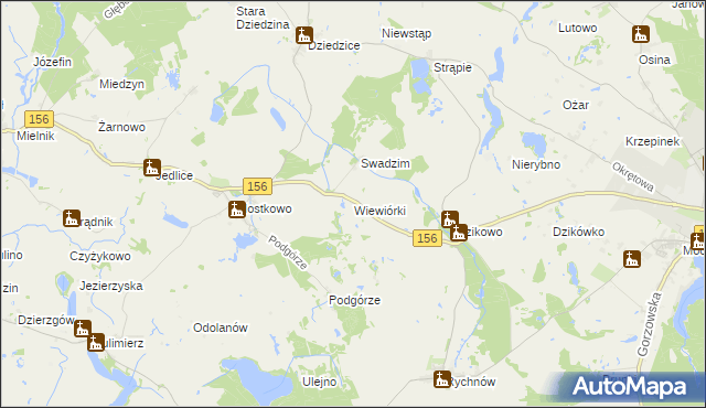 mapa Wiewiórki gmina Barlinek, Wiewiórki gmina Barlinek na mapie Targeo