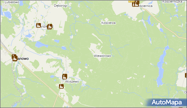 mapa Wiewiórowo, Wiewiórowo na mapie Targeo