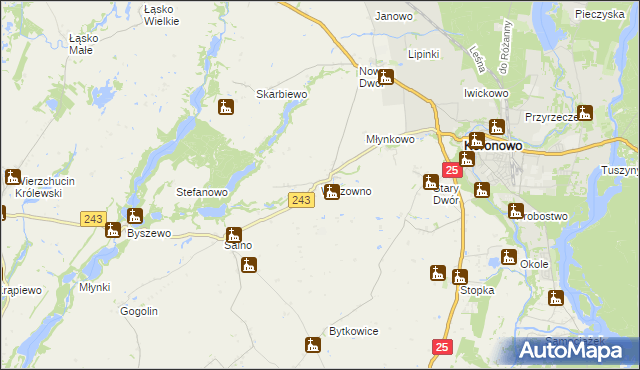 mapa Więzowno, Więzowno na mapie Targeo