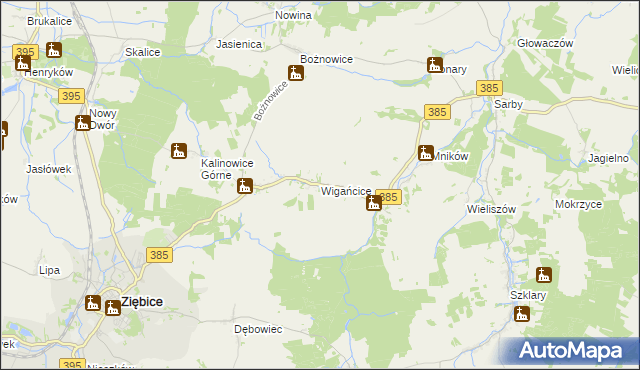 mapa Wigańcice, Wigańcice na mapie Targeo