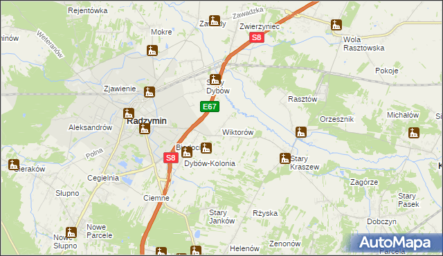 mapa Wiktorów gmina Radzymin, Wiktorów gmina Radzymin na mapie Targeo