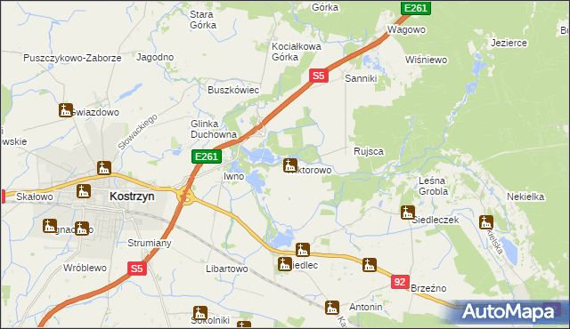 mapa Wiktorowo gmina Kostrzyn, Wiktorowo gmina Kostrzyn na mapie Targeo