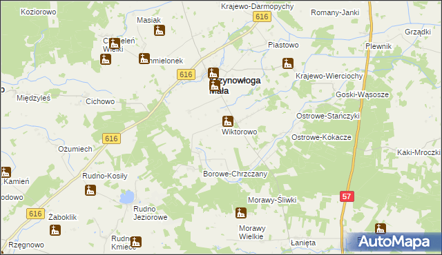 mapa Wiktorowo gmina Krzynowłoga Mała, Wiktorowo gmina Krzynowłoga Mała na mapie Targeo