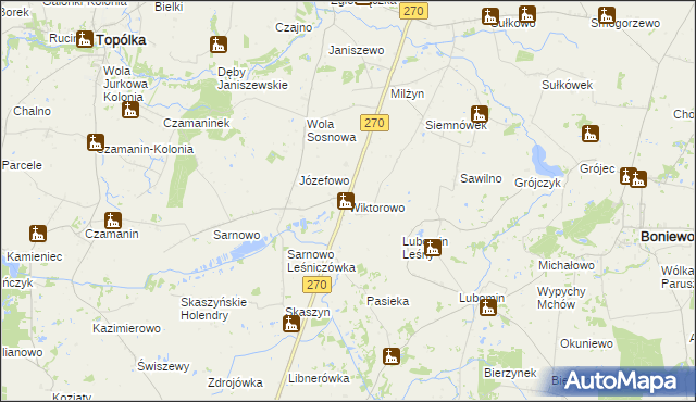 mapa Wiktorowo gmina Lubraniec, Wiktorowo gmina Lubraniec na mapie Targeo