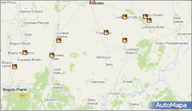 mapa Wiktorzyn gmina Klukowo, Wiktorzyn gmina Klukowo na mapie Targeo