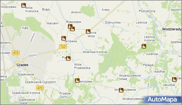 mapa Wilamów gmina Szadek, Wilamów gmina Szadek na mapie Targeo