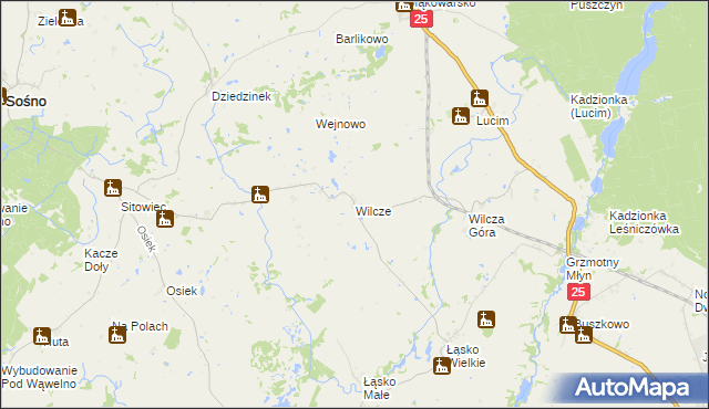 mapa Wilcze gmina Koronowo, Wilcze gmina Koronowo na mapie Targeo