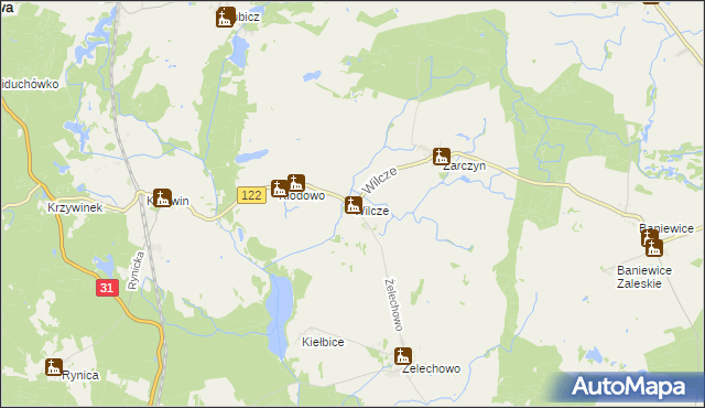 mapa Wilcze gmina Widuchowa, Wilcze gmina Widuchowa na mapie Targeo