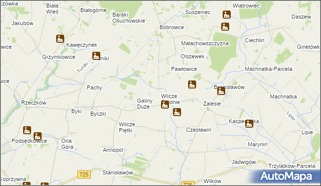 mapa Wilcze Średnie, Wilcze Średnie na mapie Targeo