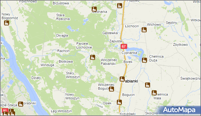 mapa Wilczeniec Fabiański, Wilczeniec Fabiański na mapie Targeo