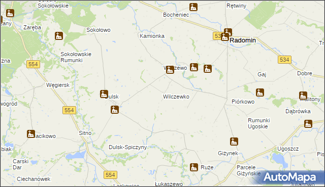 mapa Wilczewko, Wilczewko na mapie Targeo