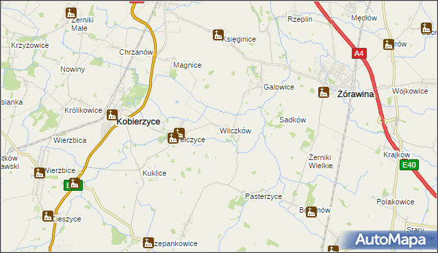 mapa Wilczków gmina Żórawina, Wilczków gmina Żórawina na mapie Targeo