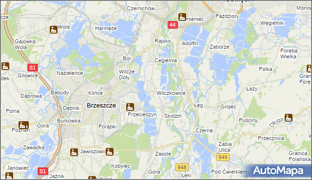 mapa Wilczkowice gmina Brzeszcze, Wilczkowice gmina Brzeszcze na mapie Targeo