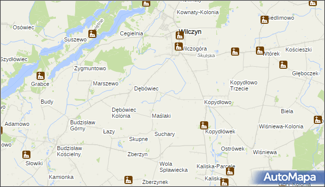 mapa Wilczogóra Kolonia, Wilczogóra Kolonia na mapie Targeo