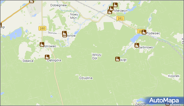 mapa Wilczy Dół, Wilczy Dół na mapie Targeo