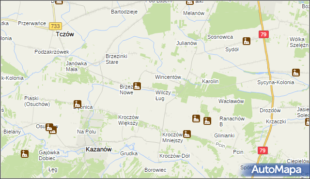 mapa Wilczy Ług, Wilczy Ług na mapie Targeo