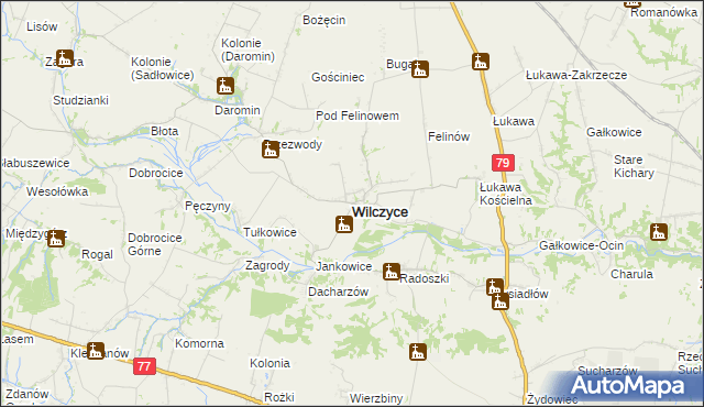 mapa Wilczyce powiat sandomierski, Wilczyce powiat sandomierski na mapie Targeo