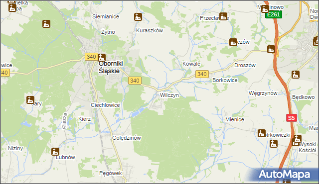 mapa Wilczyn gmina Oborniki Śląskie, Wilczyn gmina Oborniki Śląskie na mapie Targeo