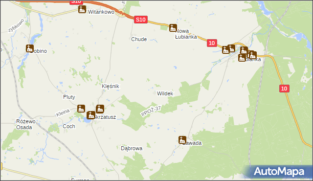 mapa Wildek gmina Szydłowo, Wildek gmina Szydłowo na mapie Targeo