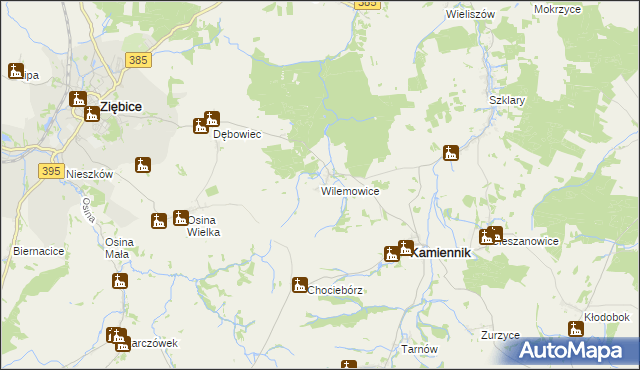 mapa Wilemowice, Wilemowice na mapie Targeo