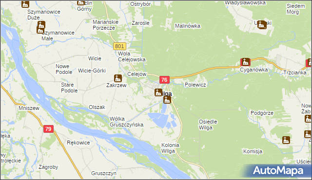 mapa Wilga, Wilga na mapie Targeo