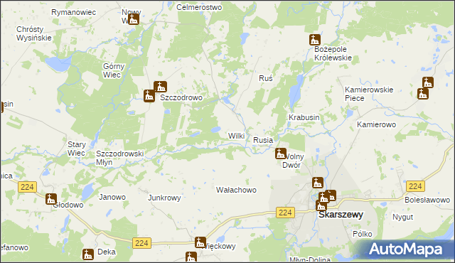 mapa Wilki gmina Skarszewy, Wilki gmina Skarszewy na mapie Targeo