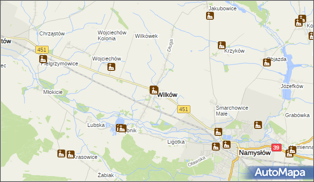 mapa Wilków powiat namysłowski, Wilków powiat namysłowski na mapie Targeo