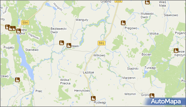 mapa Wilkowo gmina Kętrzyn, Wilkowo gmina Kętrzyn na mapie Targeo