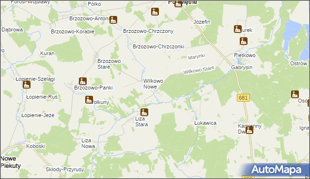 mapa Wilkowo Stare, Wilkowo Stare na mapie Targeo