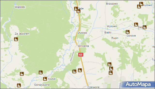 mapa Wincenta, Wincenta na mapie Targeo