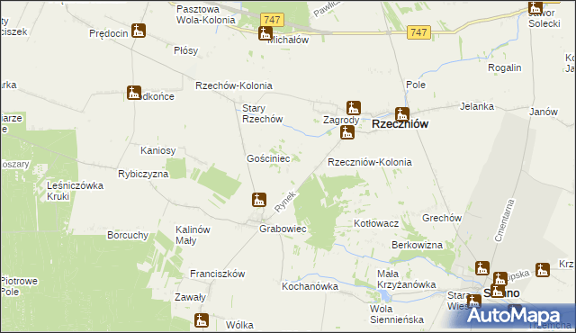 mapa Wincentów gmina Rzeczniów, Wincentów gmina Rzeczniów na mapie Targeo