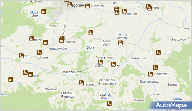 mapa Wincentowo gmina Zagórów, Wincentowo gmina Zagórów na mapie Targeo