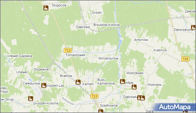 mapa Wincentynów, Wincentynów na mapie Targeo