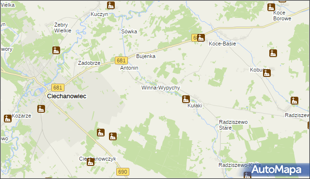 mapa Winna-Chroły, Winna-Chroły na mapie Targeo