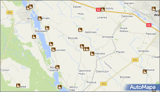 mapa Winna gmina Zaniemyśl, Winna gmina Zaniemyśl na mapie Targeo