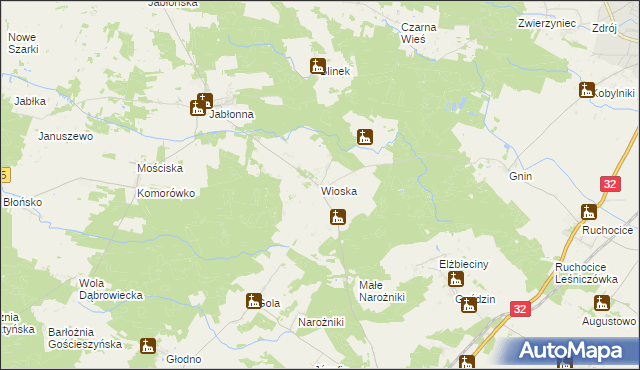 mapa Wioska gmina Rakoniewice, Wioska gmina Rakoniewice na mapie Targeo